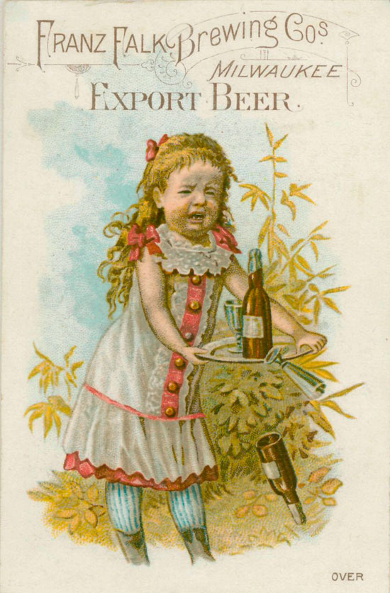 little girl serving beer